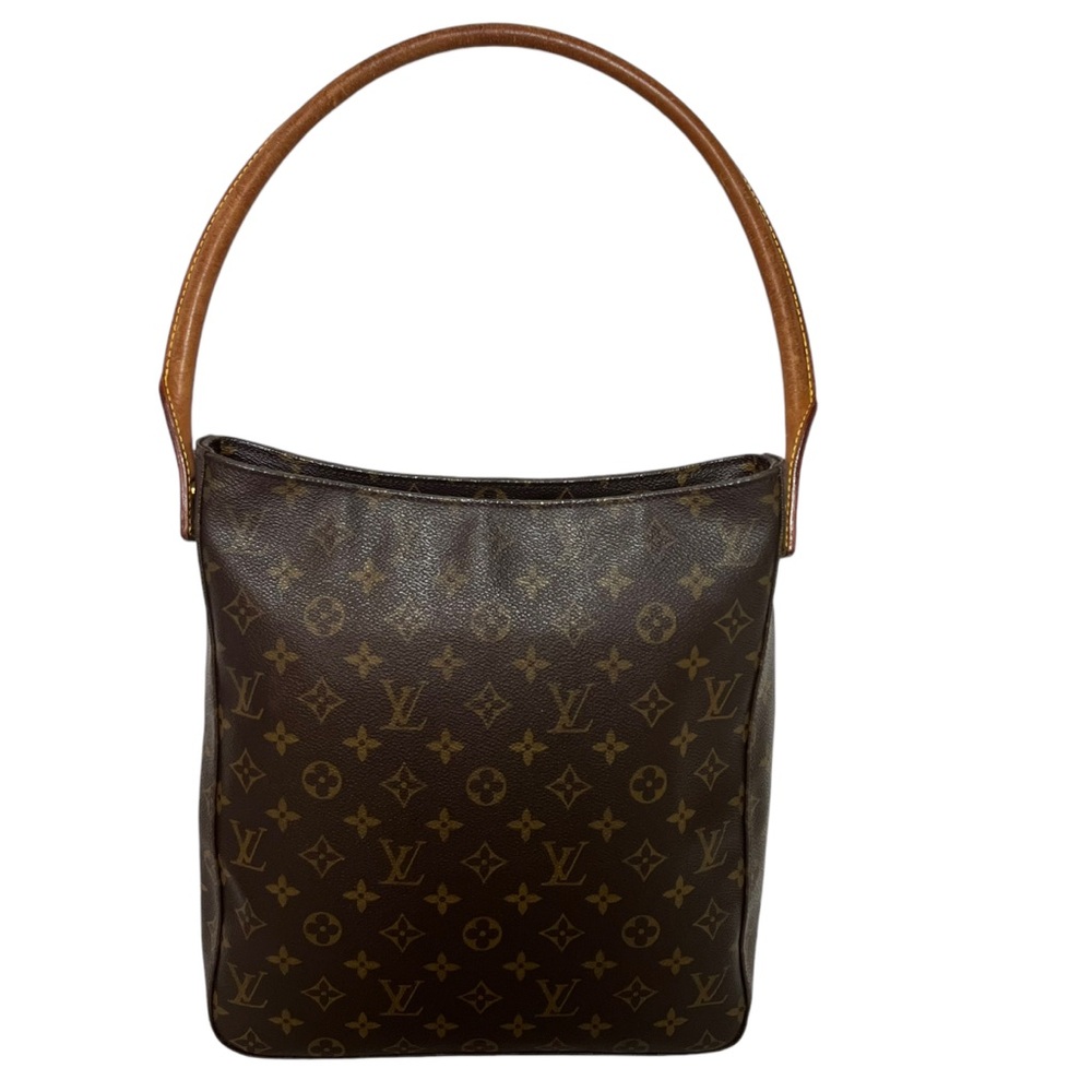 Louis Vuitton Monogram Looping GM Shoulder Bag Large Purse Brown w/ Tan Leather